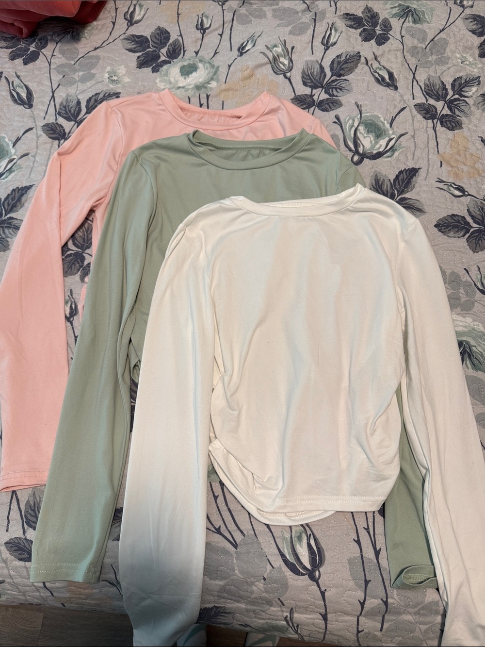 Set of 3 ruched side long sleeve t shirt